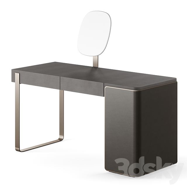 Fendi Icon Lady Desk with Mirror (Charcoal Fiddleback Sycamore) 3DS Max Model - thumbnail 3