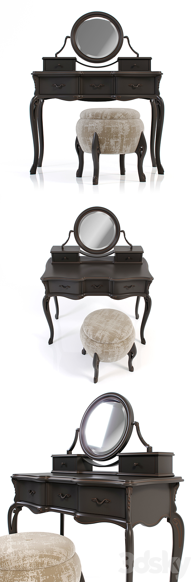 Giorgiocasa – Valpolicella – dressing table + pouf 3DS Max Model - thumbnail 2