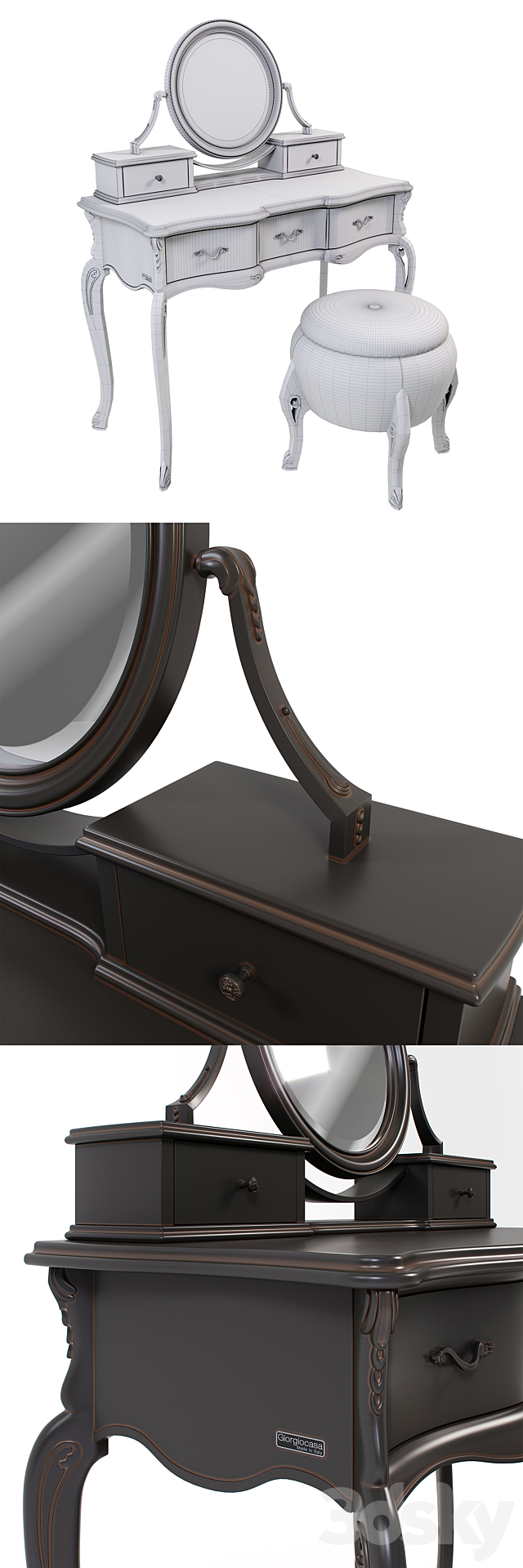 Giorgiocasa – Valpolicella – dressing table + pouf 3DS Max Model - thumbnail 3