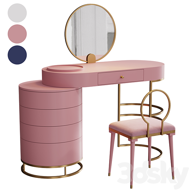 Homary Makeup Vanity Dressing Table 3 Colors 3ds Max - thumbnail 1