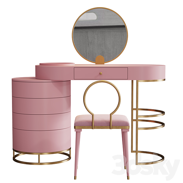 Homary Makeup Vanity Dressing Table 3 Colors 3ds Max - thumbnail 3