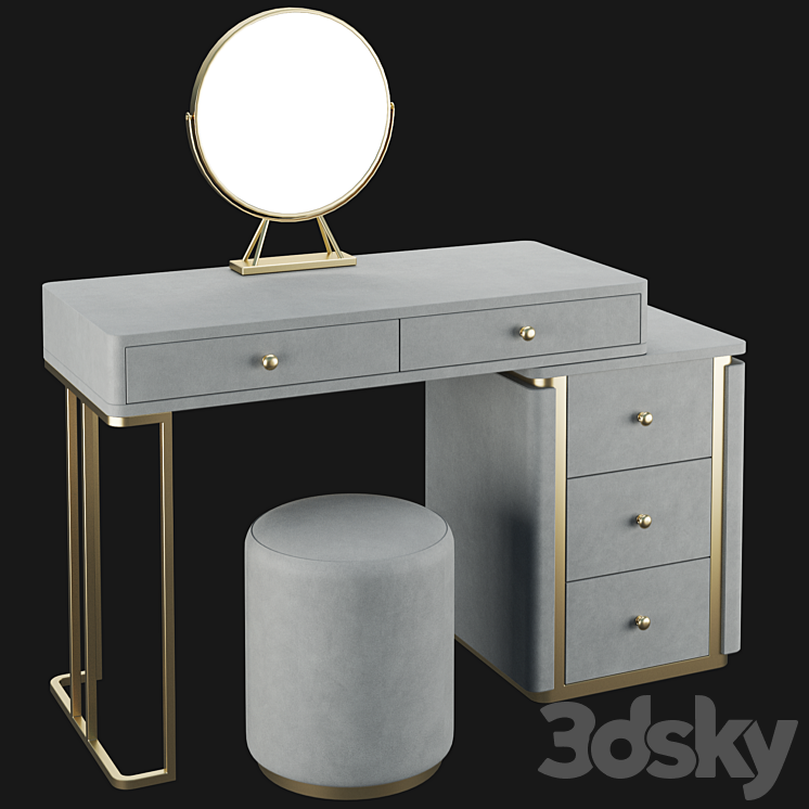 Homary Makeup Vanity Set Retracted 3DS Max Model - thumbnail 1