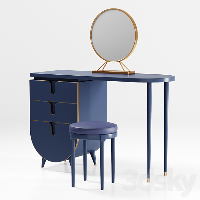 Homary – Modern Makeup Vanity Set with Mirror 01 3ds Max - thumbnail 3