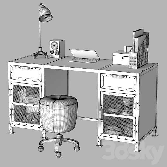 HOPPER STORAGE DESK 3DSMax File - thumbnail 3