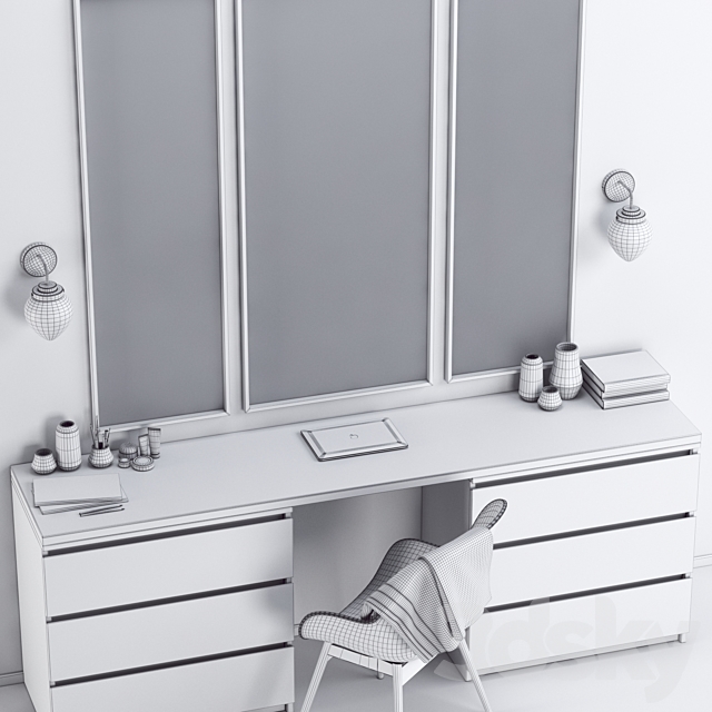 IKEA MALM Dressing Table 3DS Max Model - thumbnail 3