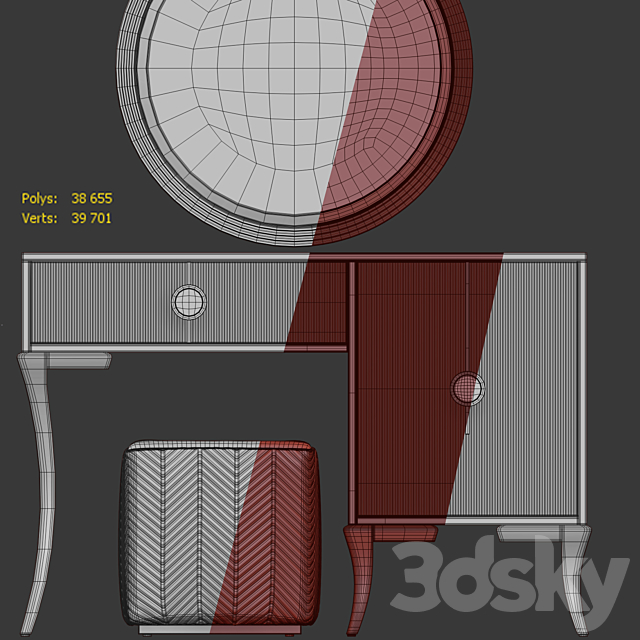 Keops dressing table. Dressing table by Medusa Home 3DS Max Model - thumbnail 4