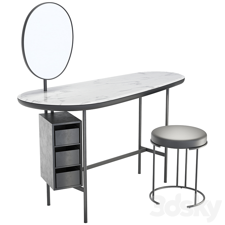 Living Divani Pebble + Nina dressing table and stool 3DS Max - thumbnail 2