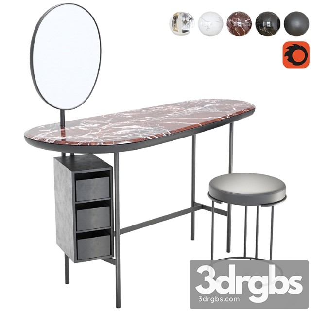 Living divani pebble + nina dressing table and stool - thumbnail 1