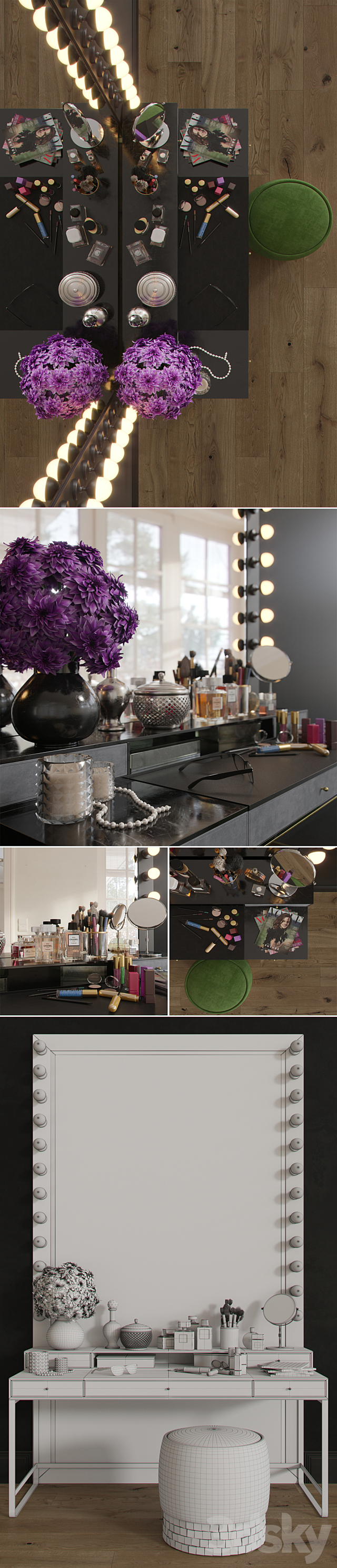 MakeUP Dressing Table Decorative Set Set_01 3DSMax File - thumbnail 3