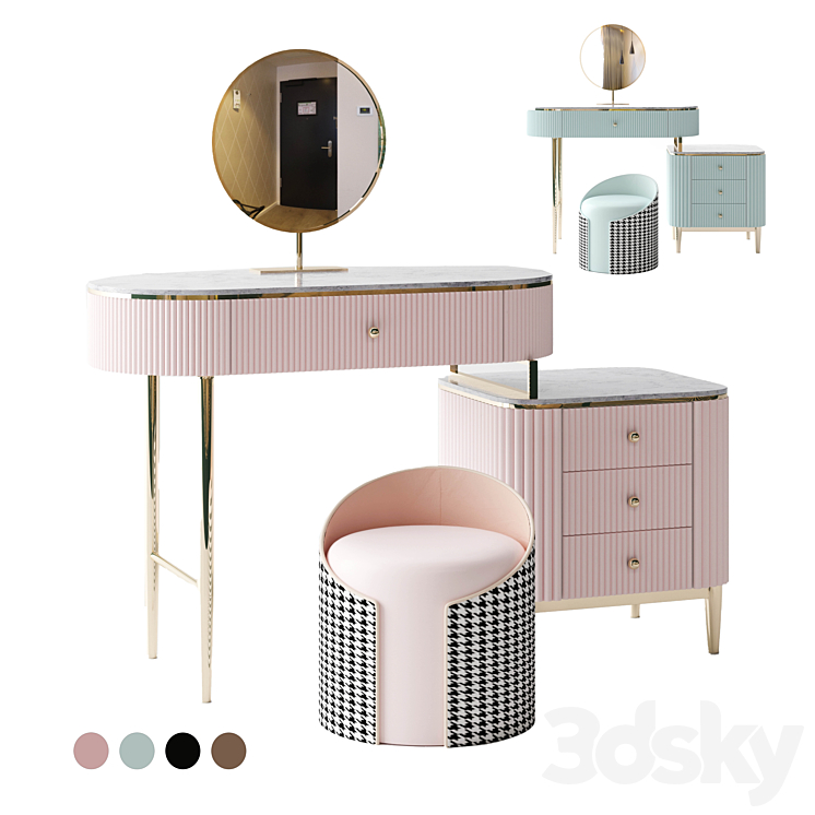 Makeup Vanity Set 3DS Max Model - thumbnail 1