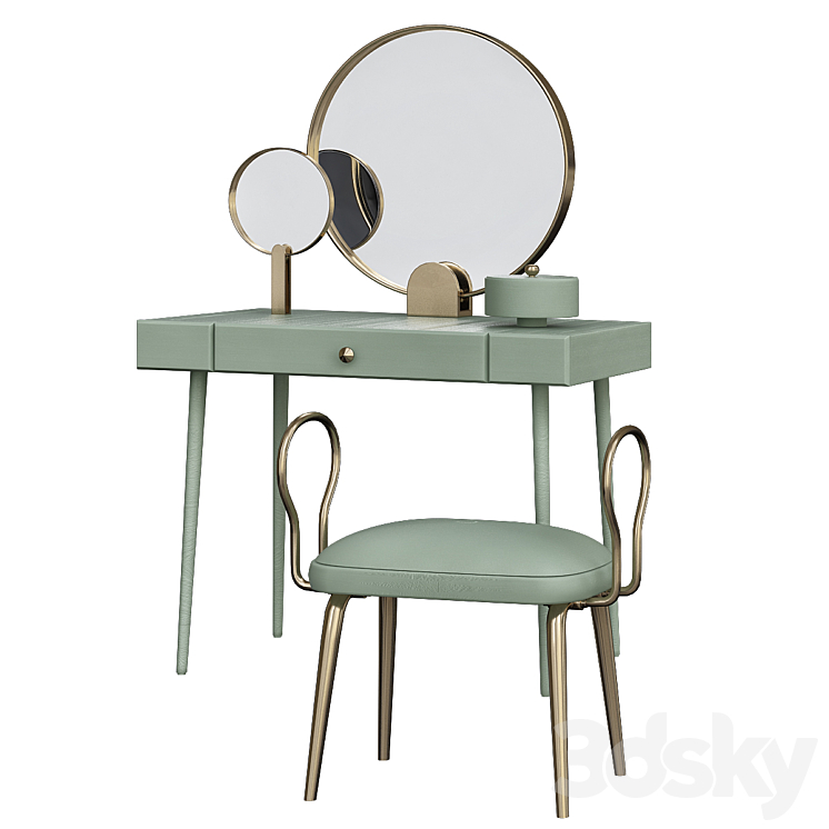 Mirror Light Espresso Vanity Table 3DS Max - thumbnail 1