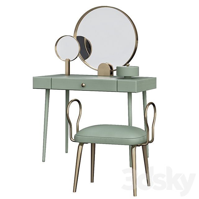 Mirror Light Espresso Vanity Table 3DSMax File - thumbnail 1