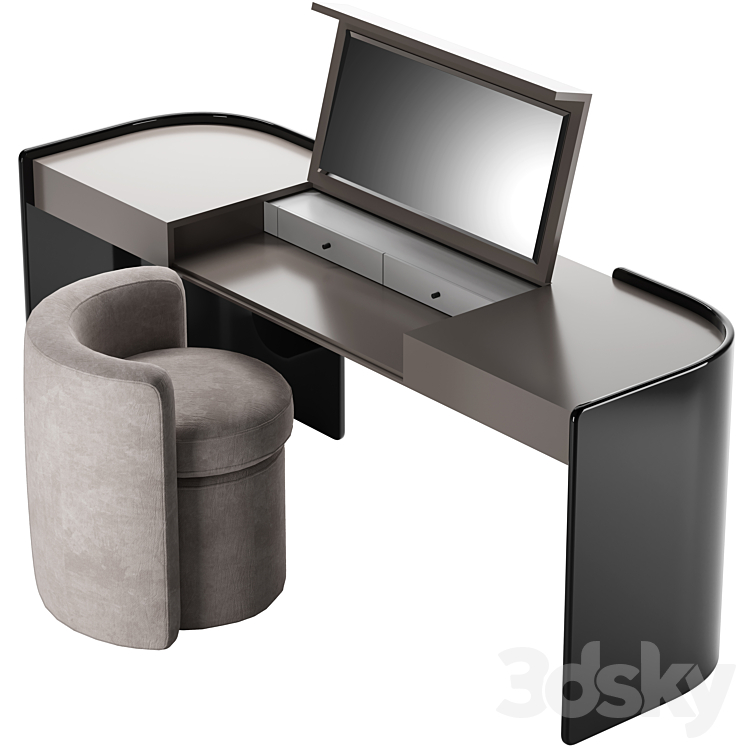 Modern Make Up Table with Pouf 3DS Max Model - thumbnail 2