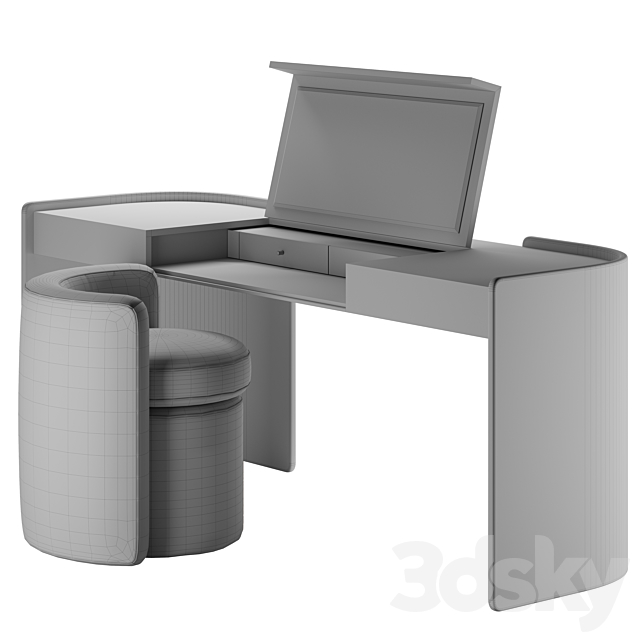 Modern Make Up Table with Pouf 3DS Max Model - thumbnail 3