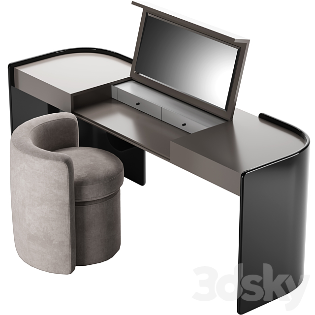 Modern Make Up Table with Pouf 3dsMax Model - thumbnail 2