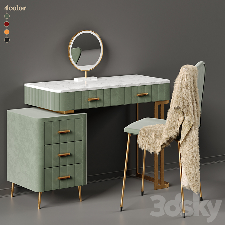 Multi Color Velvet Dressing Table By Saleh 3DS Max - thumbnail 1