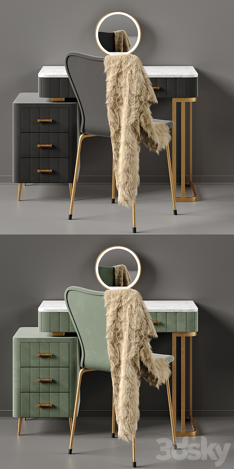 Multi Color Velvet Dressing Table By Saleh 3DS Max - thumbnail 2