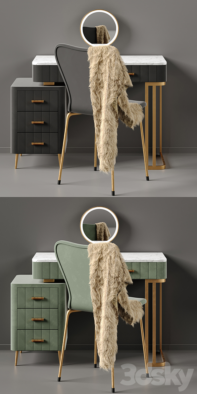 Multi Color Velvet Dressing Table By Saleh 3DSMax File - thumbnail 2