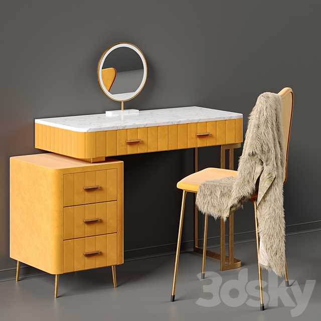 Multi Color Velvet Dressing Table By Saleh 3DSMax File - thumbnail 3