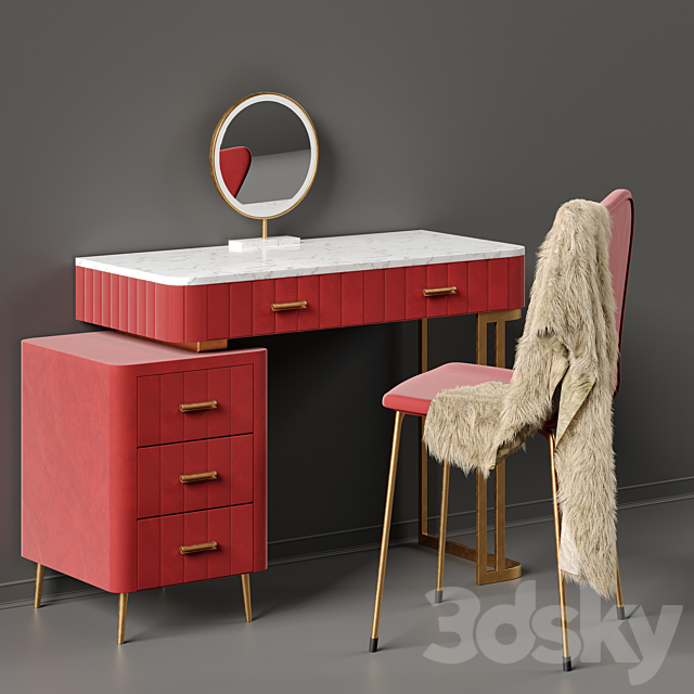 Multi Color Velvet Dressing Table By Saleh 3DSMax File - thumbnail 4