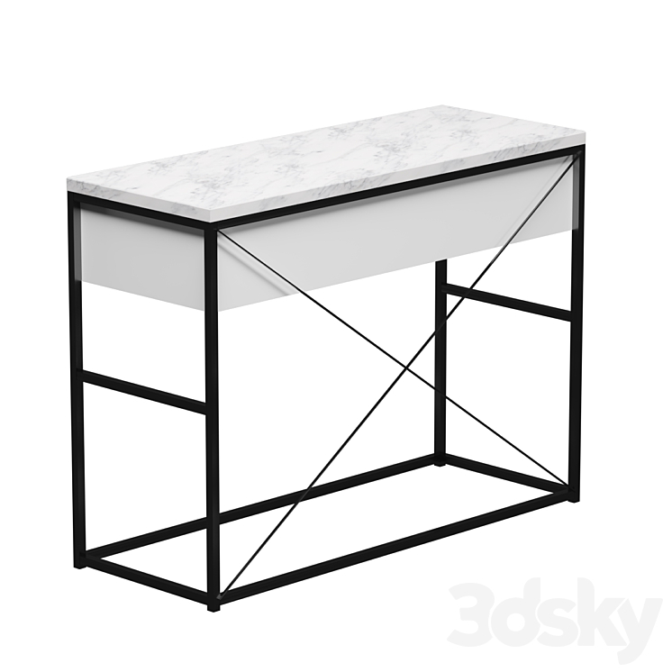 Nord Dressing table (White\/Statuario) 3DS Max Model - thumbnail 2