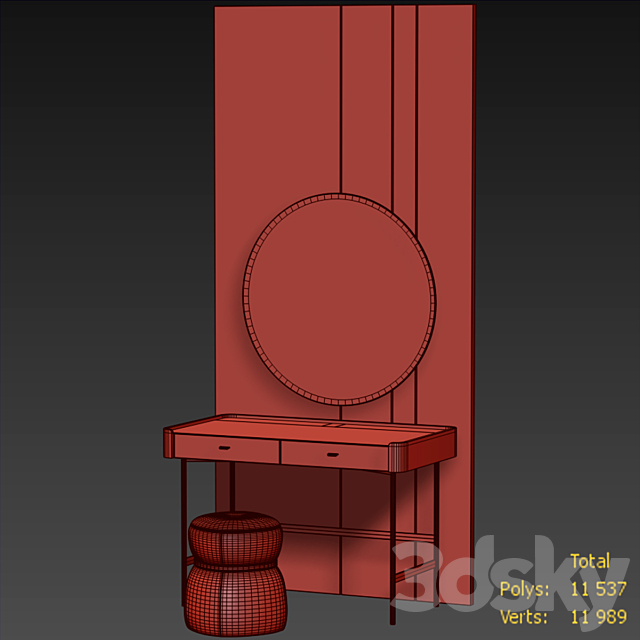 Porada Dressing table 3DS Max Model - thumbnail 6