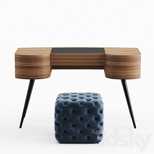 Porada Micol dressing table and Alcide pouf 3DS Max Model - thumbnail 2