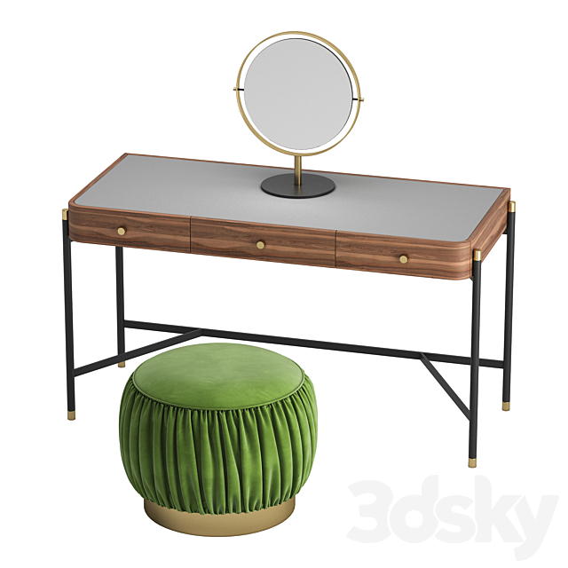 ROSIE dressing table and RENE by LASKASAS ottoman 3ds Max - thumbnail 2