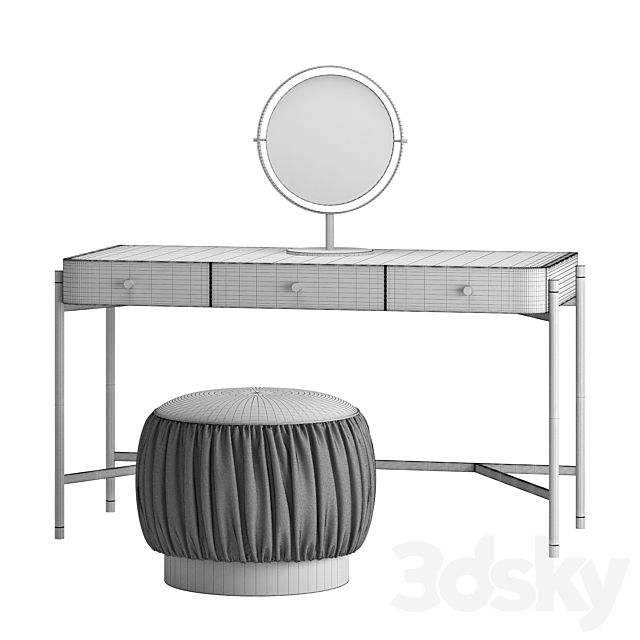 ROSIE dressing table and RENE by LASKASAS ottoman 3ds Max - thumbnail 3