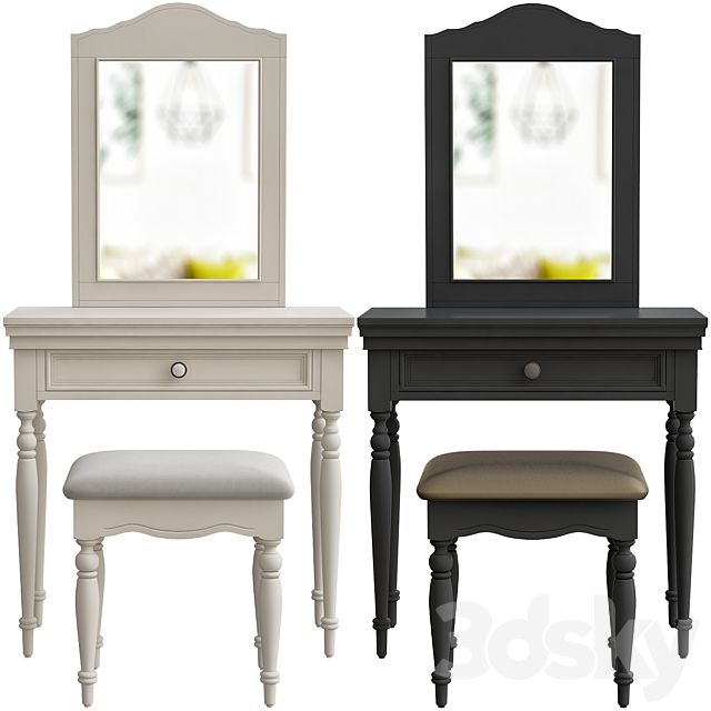 Toulouse Antique French Style Dressing Table Set 3ds Max - thumbnail 1