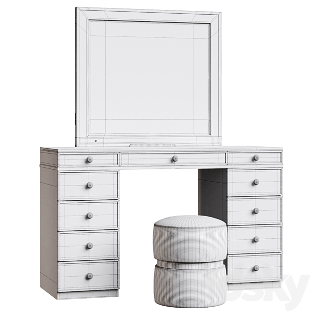 Tresanti Alexandra Vanity Table with LED Lighted Mirror 3ds Max - thumbnail 3