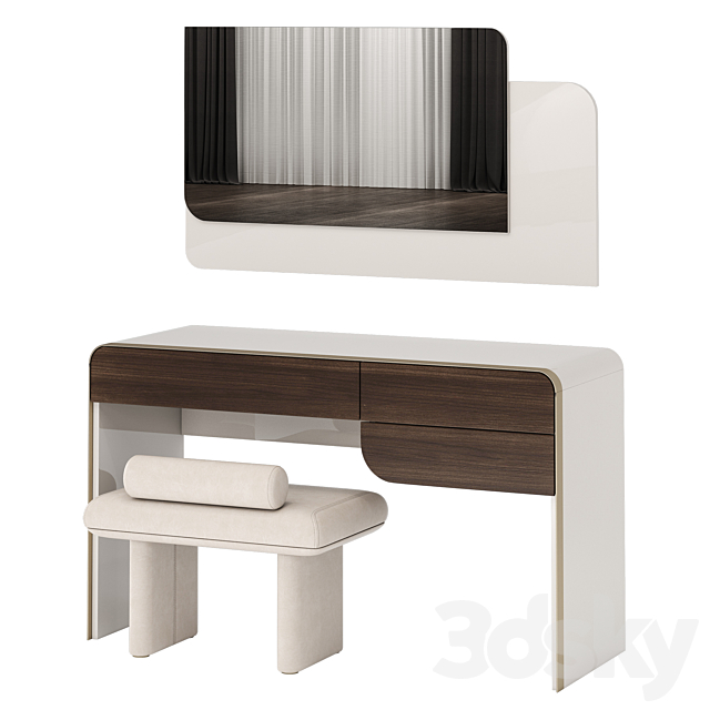 Turri SOUL Dressing Table with ZERO Pouf 3DS Max Model - thumbnail 2