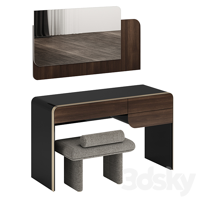 Turri SOUL Dressing Table with ZERO Pouf 3DS Max Model - thumbnail 3