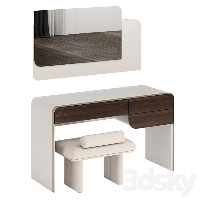 Turri SOUL Dressing Table with ZERO Pouf 3DS Max Model - thumbnail 4