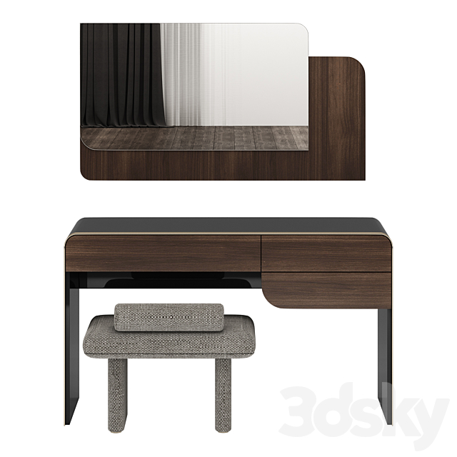 Turri SOUL Dressing Table with ZERO Pouf 3DS Max Model - thumbnail 5