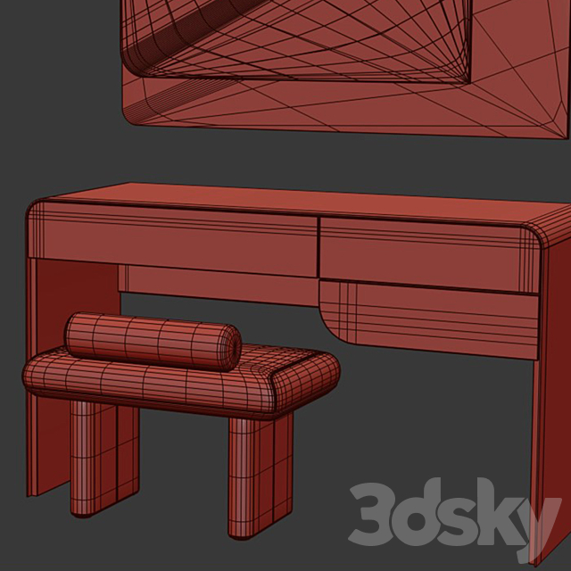 Turri SOUL Dressing Table with ZERO Pouf 3DS Max Model - thumbnail 7