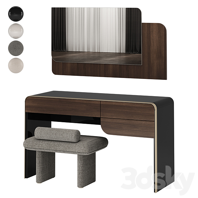 Turri SOUL Dressing Table with ZERO Pouf 3dsMax Model - thumbnail 1