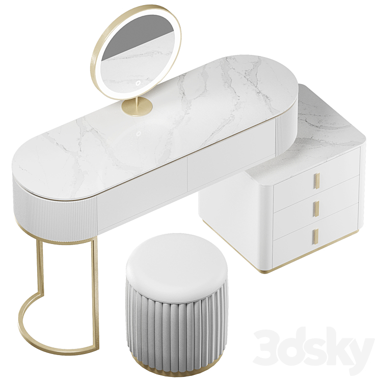 Vanity dressing table 3DS Max Model - thumbnail 2