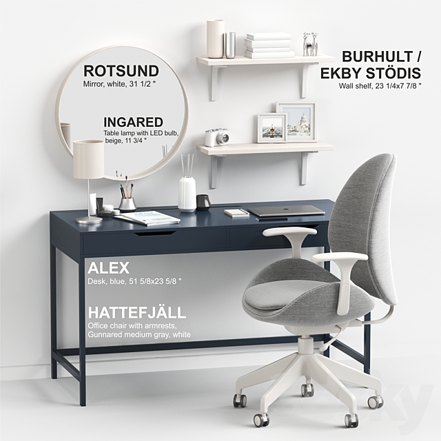 Women’s dressing table and workplace 3DSMax File - thumbnail 2