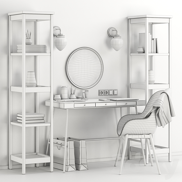 Womens IKEA dressing table and workplace 3DS Max Model - thumbnail 3