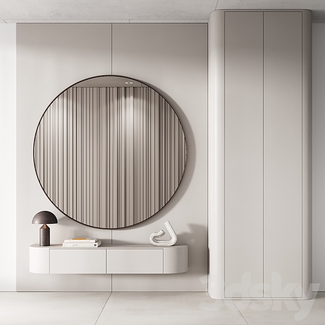 144 hallway zone 03 minimal modern with circle mirror 01 3ds Max - thumbnail 1