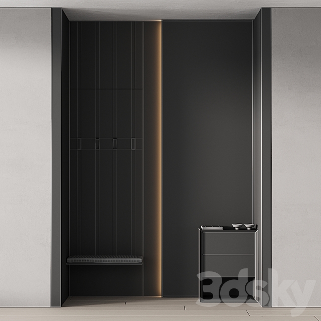 246 hallway zone 08 minimal hall with big stand mirror 01 3DS Max Model - thumbnail 4