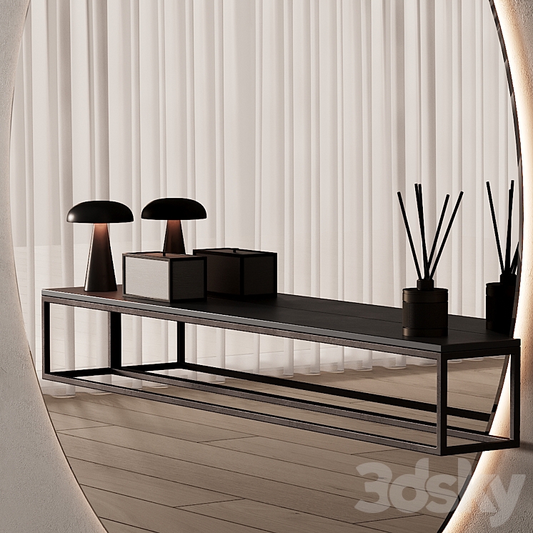 247 hallway zone 09 minimal hall with big round mirror 01 3DS Max Model - thumbnail 2