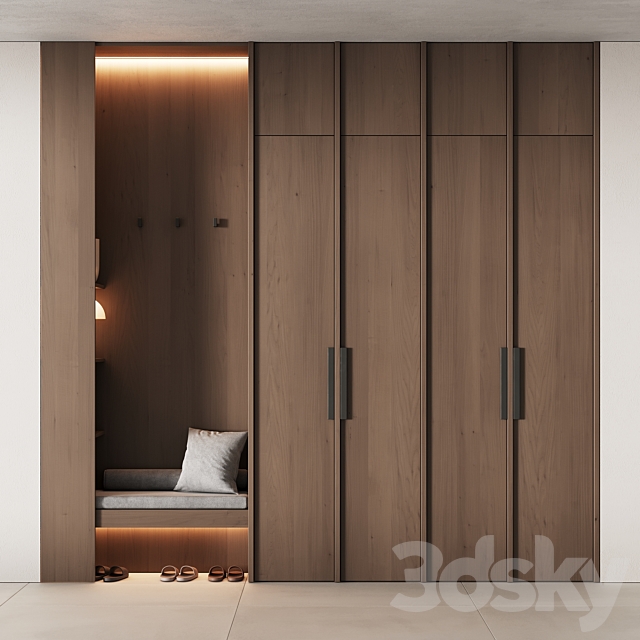 541 hallway zone 14 minimal modular wardeobe with seating niche 3ds Max - thumbnail 3