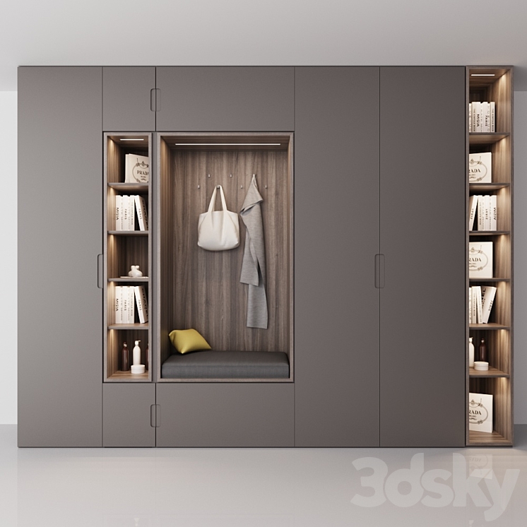 Cabinet in the hall with shelves 3DS Max - thumbnail 2