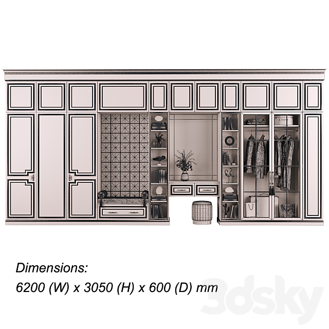 Furniture composition 93 part 1 3DS Max Model - thumbnail 4