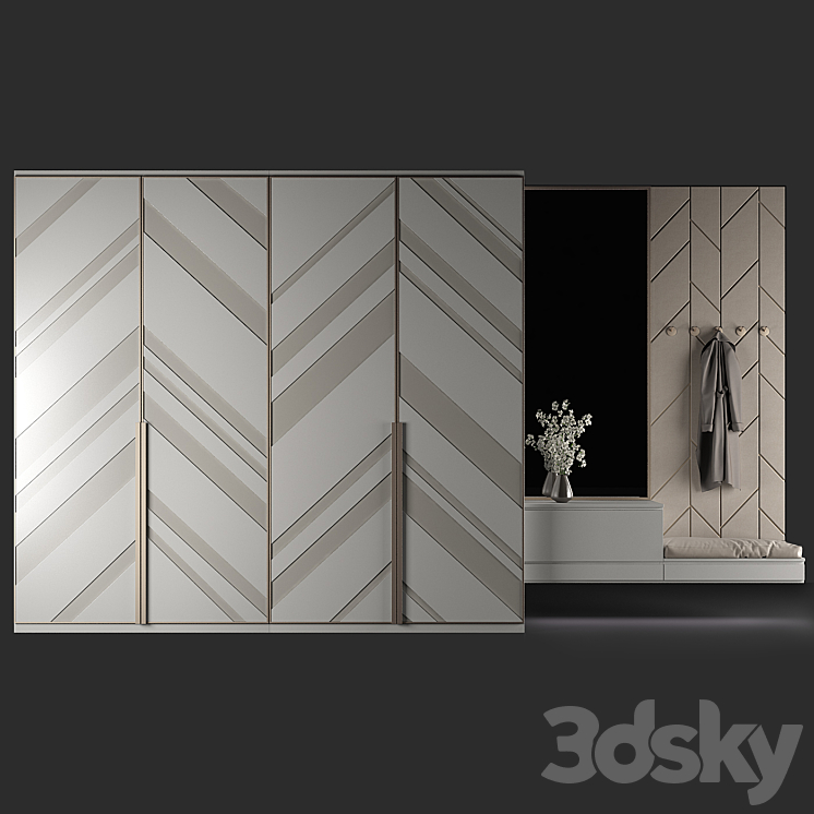 Furniture composition for hallway 62 3DS Max - thumbnail 1