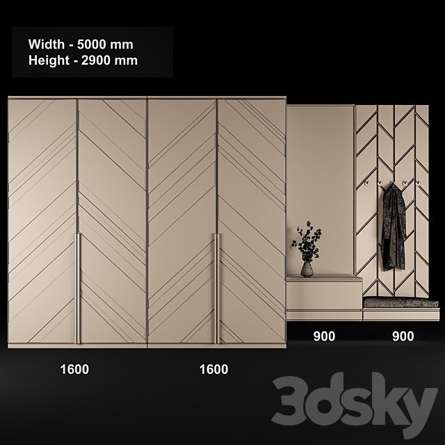 Furniture composition for hallway 62 3DSMax File - thumbnail 3