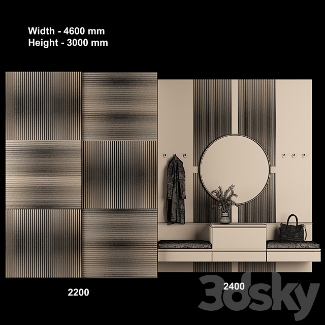 Furniture composition for hallway 63 3DS Max Model - thumbnail 3