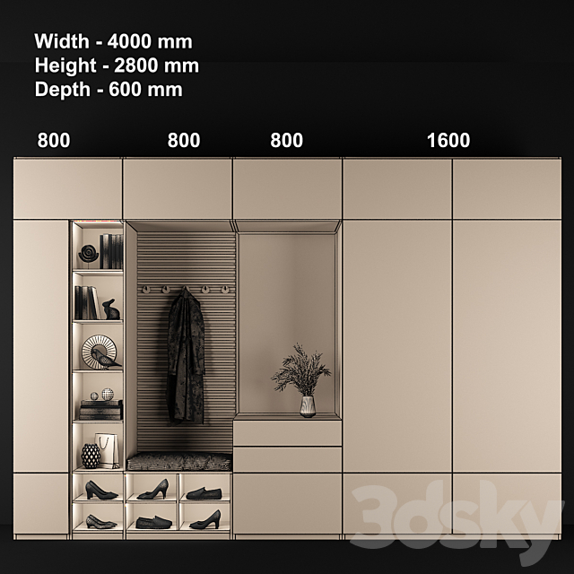 Furniture composition for hallway 69 3DSMax File - thumbnail 3